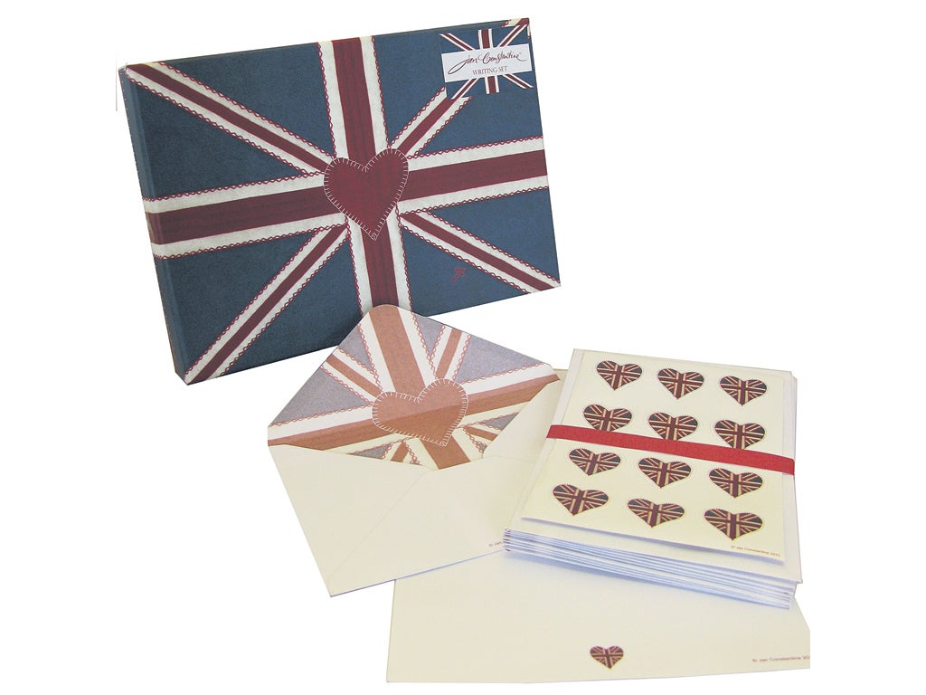 <p>1. Jan Constantine</p>
<p>£15, janconstantine.com</p>
<p>Writing thank-you letters is a joy using this fabulous writing set, with the Jan Constantine iconic Union Jack and heart design.</p>