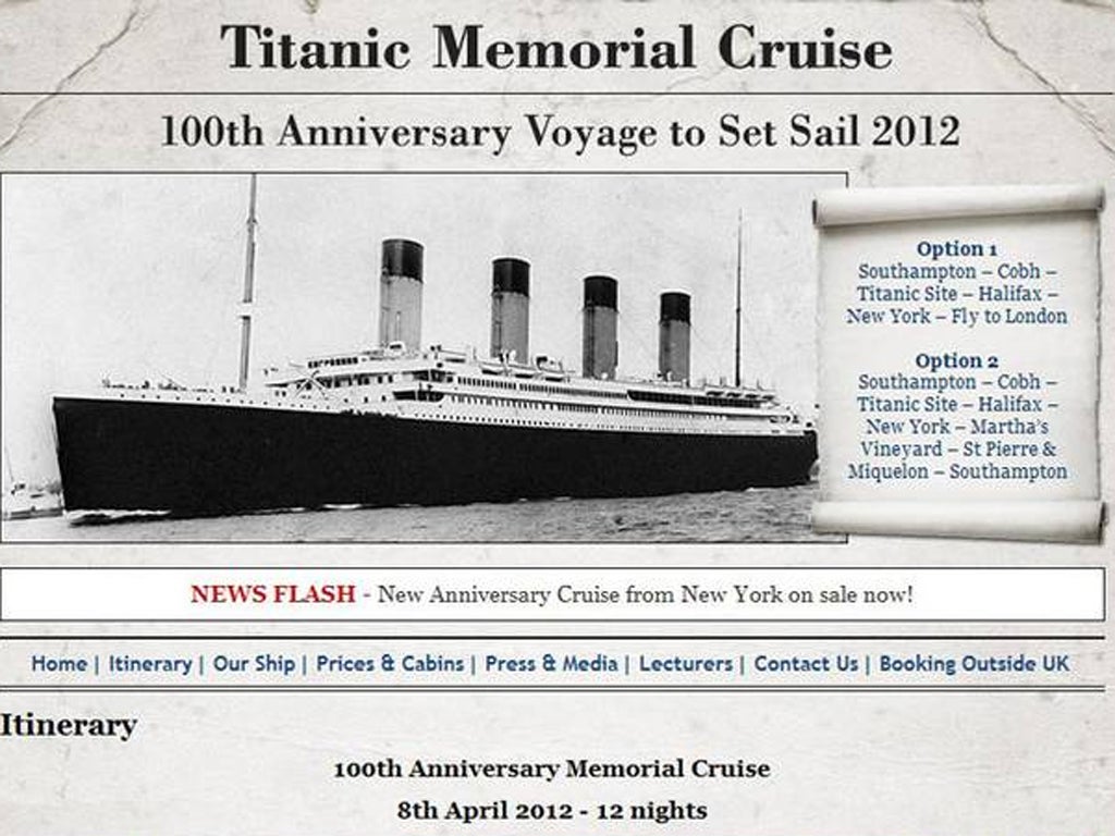 The memorial cruise’s website shows the route, which retraces the Titanic’s maiden voyage