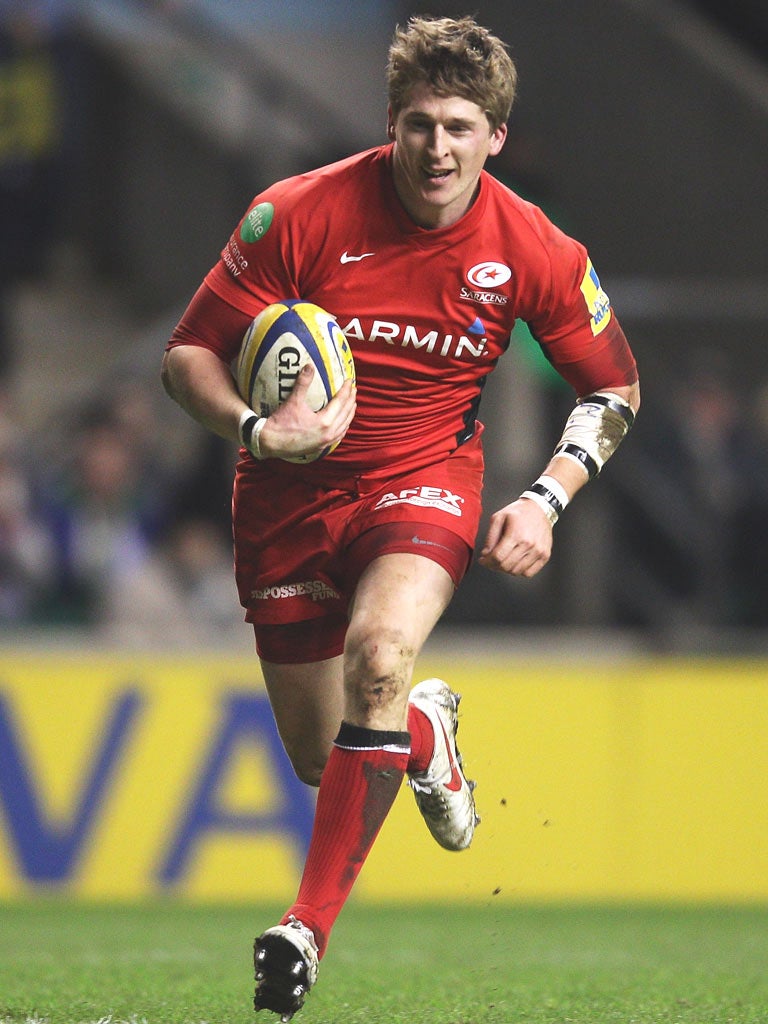 David Strettle scores for Saracens