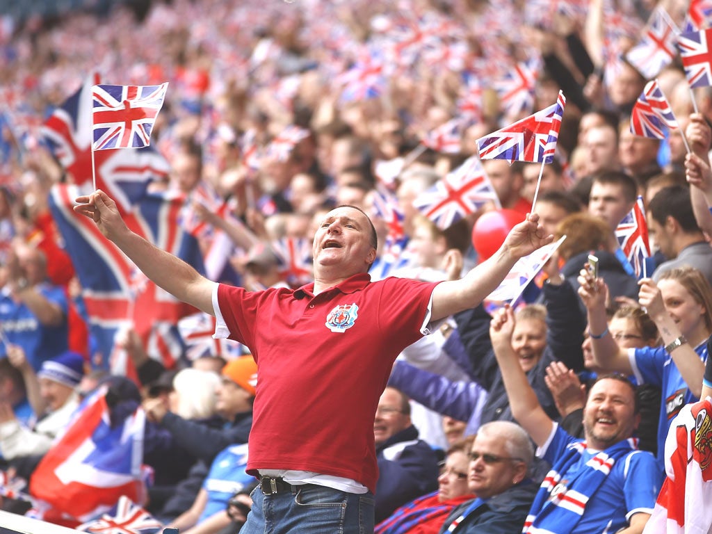 Rangers fans in full voice