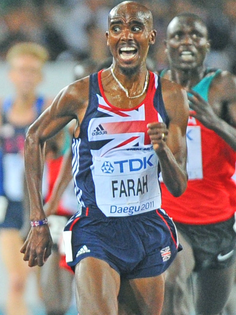 Mo Farah on his way to World Championship glory last year