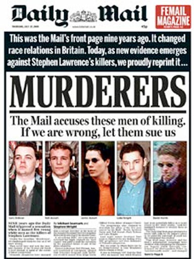 The Daily Mail took the unprecedented step of accusing the suspects and challenging them to sue the paper