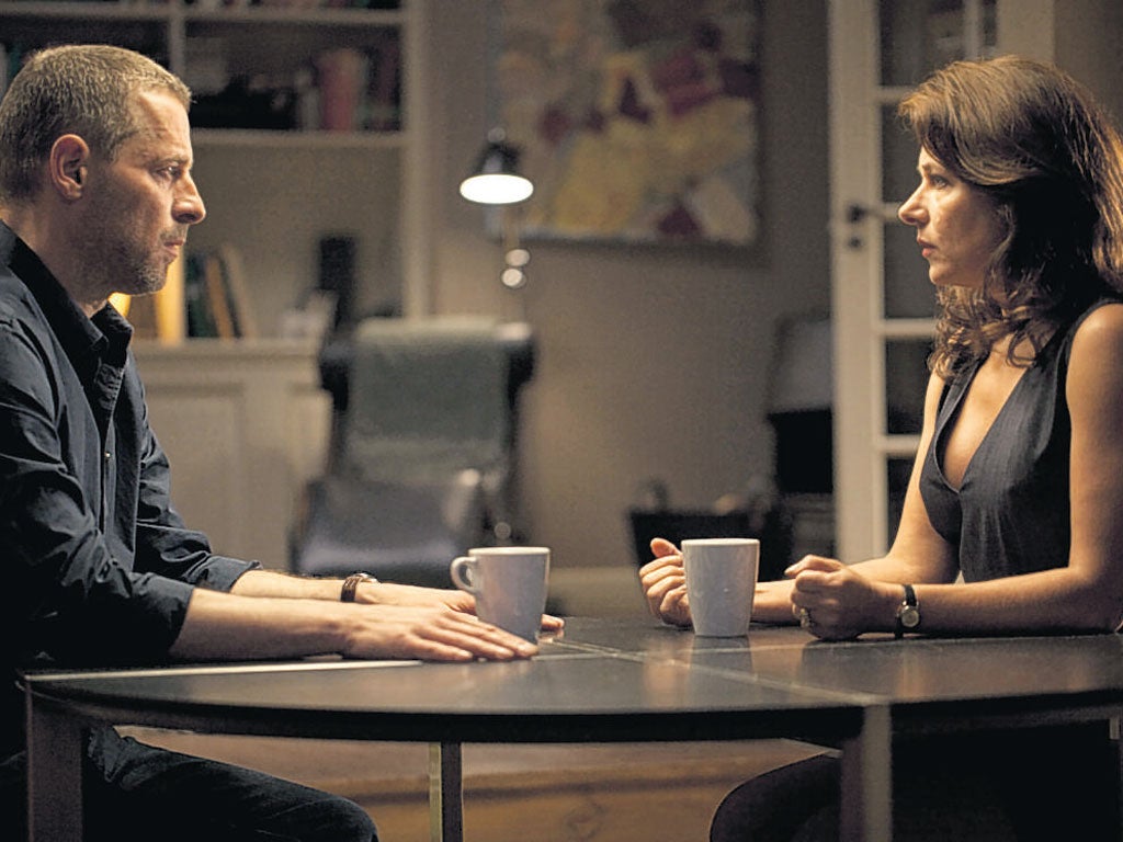 Birgitte Nyborg (played by Sidse Babett Knudsen) with her husband (Mikael Birkkjær) in Borgen