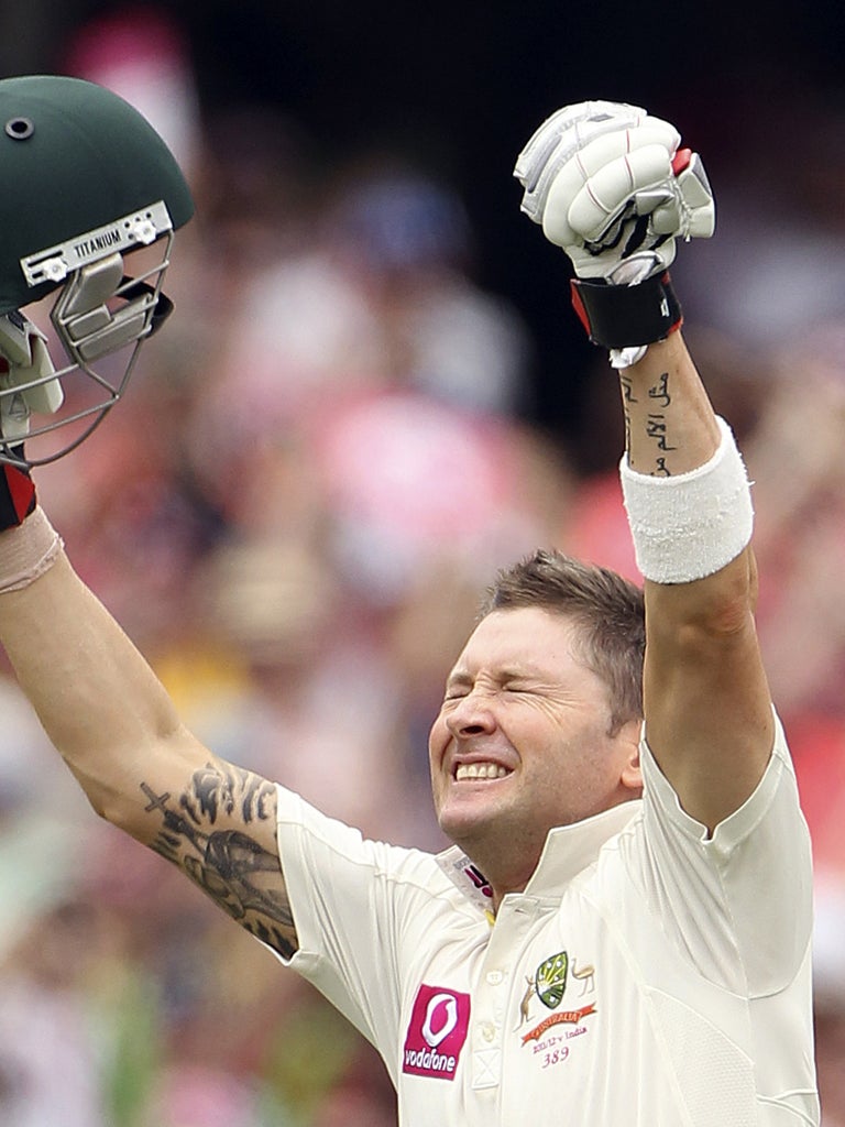 Michael Clarke celebrates his triple century at the SCG