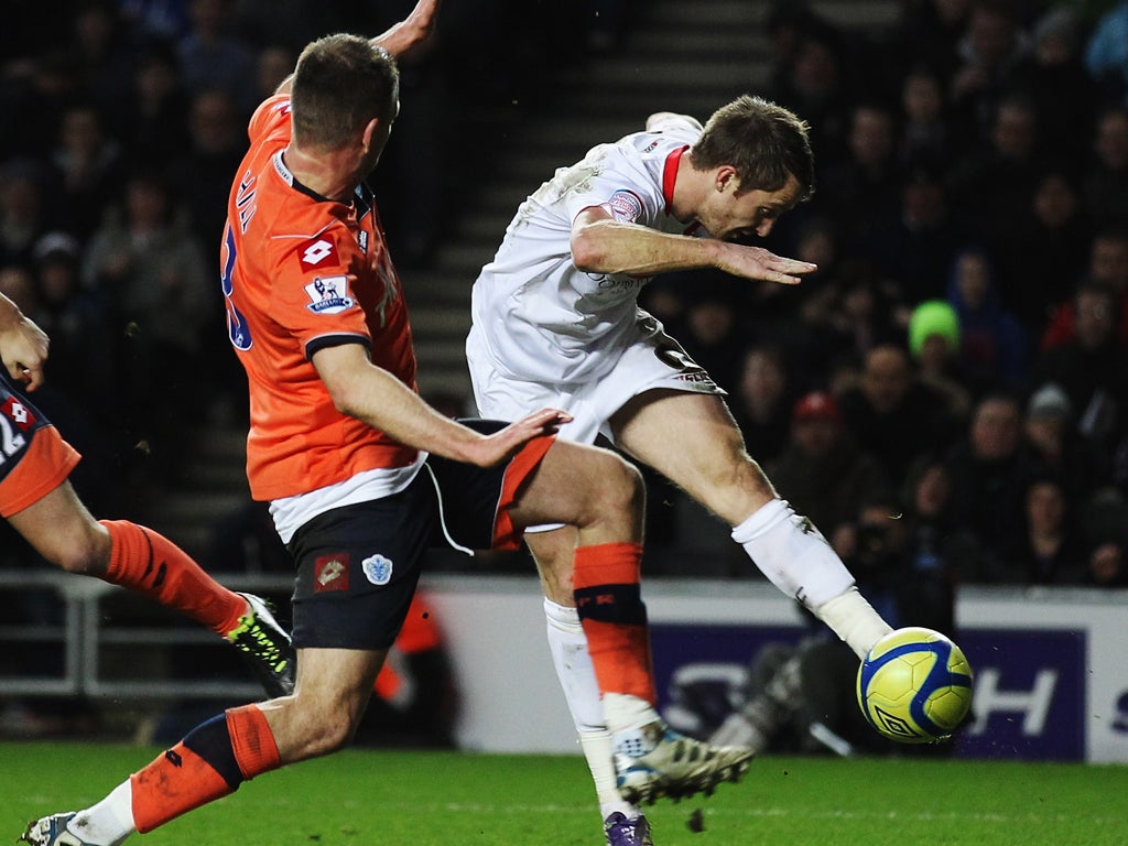 Dean Bowditch fires home past Queens Park Rangers' Clint Hill