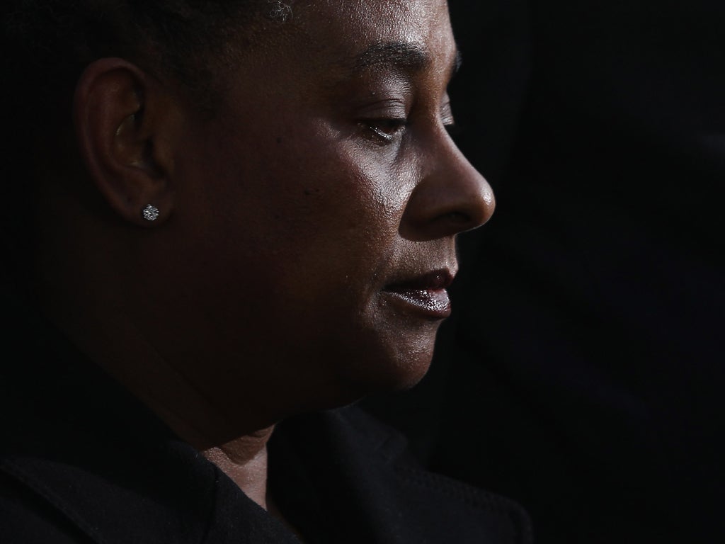 Doreen Lawrence speaking to the press outside the Old Bailey last week