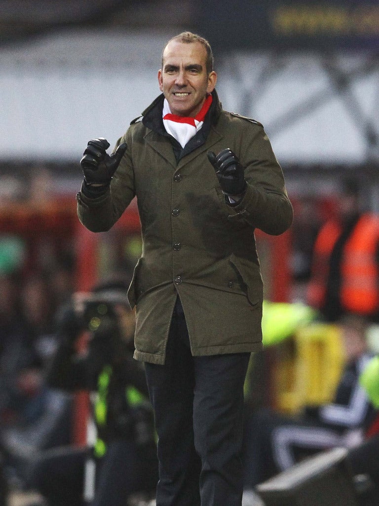 Paolo Di Canio celebrates his Swindon Town side’s
success