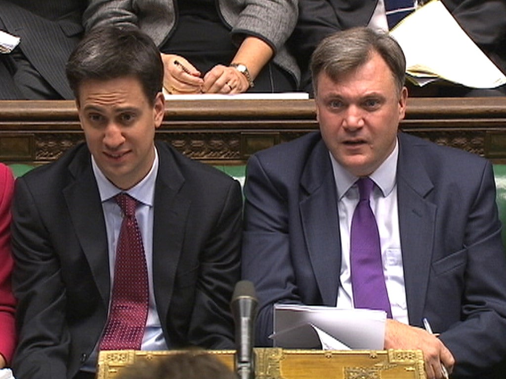 Labour leader Ed Miliband and shadow Chancellor Ed Balls