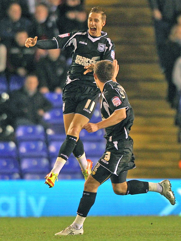 Lee Martin enjoys scoring for Ipswich last night