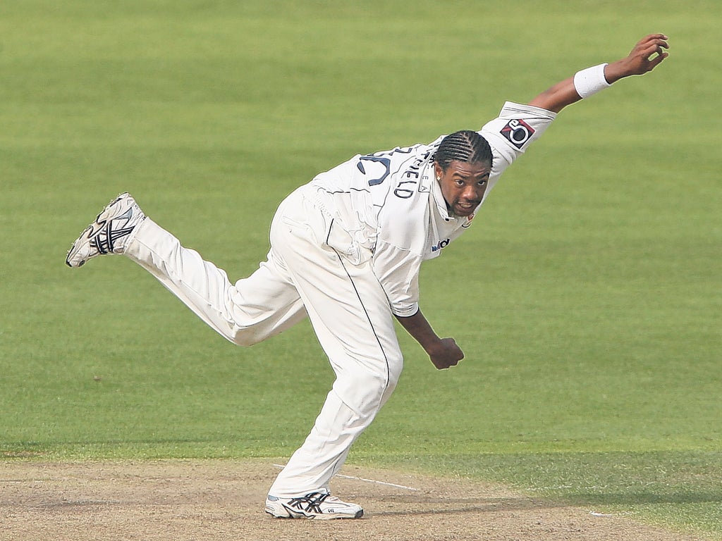 Mervyn Westfield bowling for Essex