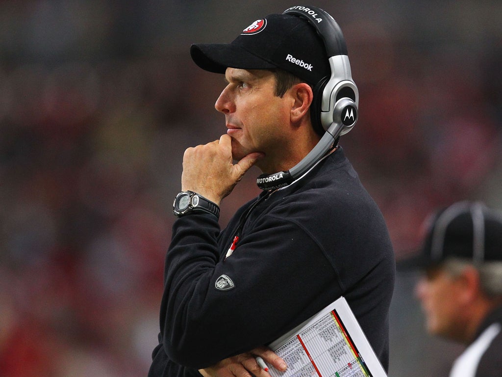 Jim Harbaugh, the coach of the San Francisco 49ers