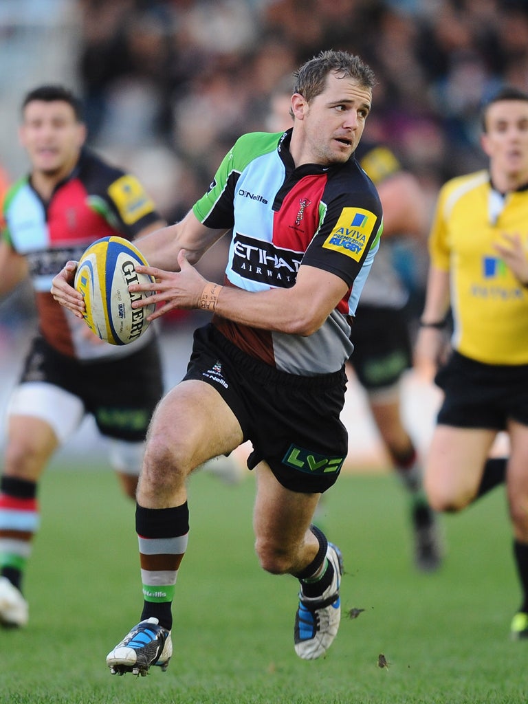 The outside-half Nick Evans is back from injury for Harlequins