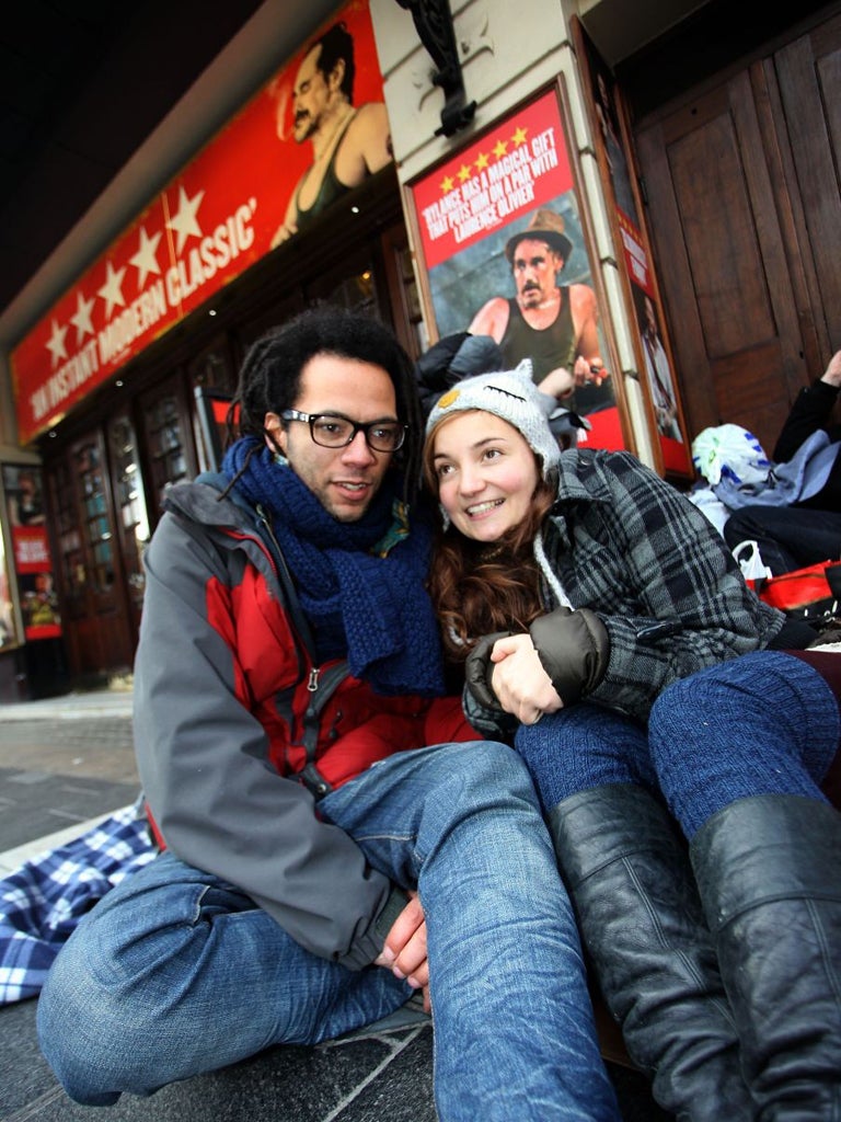Theatre lovers were camping outside the Apollo in London last night