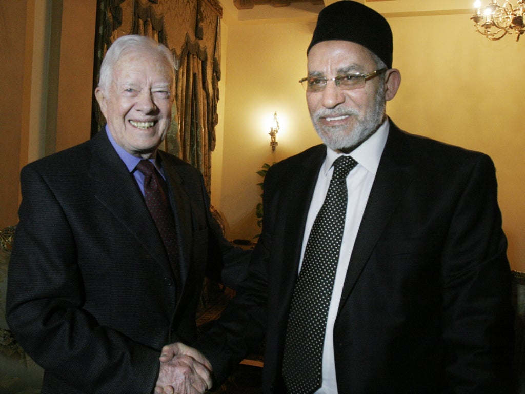 Jimmy Carter with Mohammed Badie, the Muslim Brotherhood
leader, this week