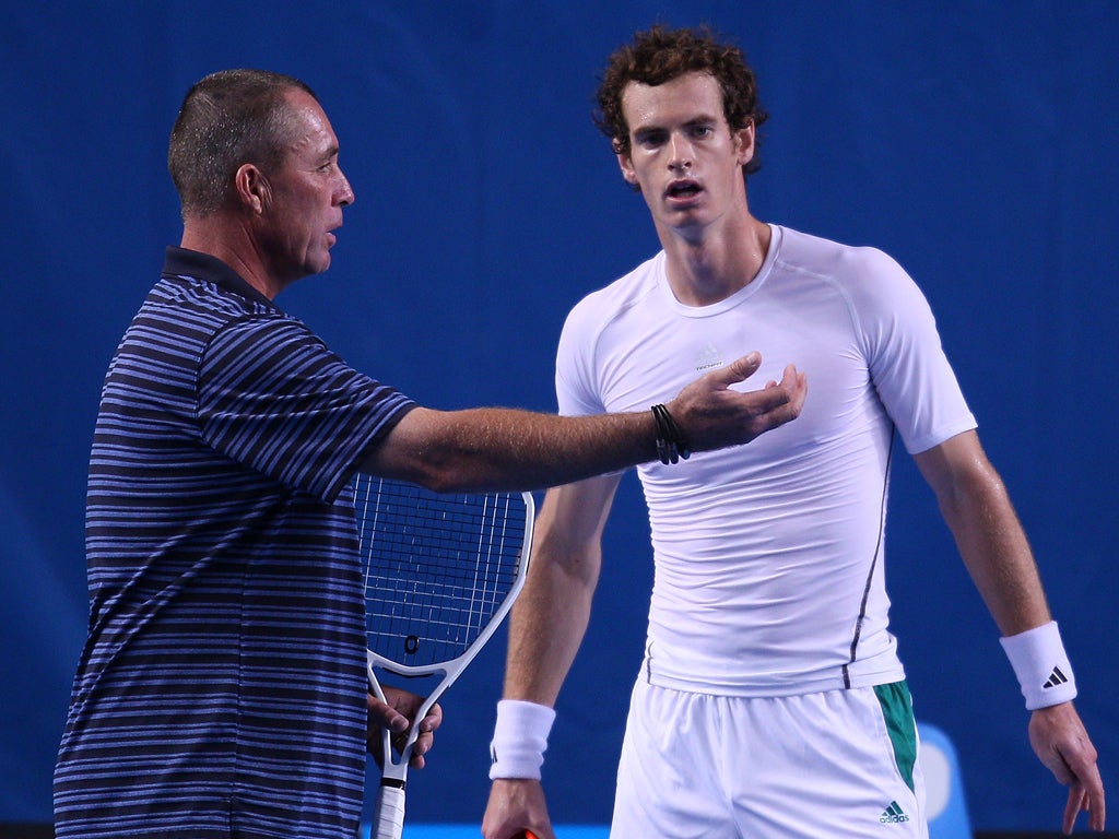 Ivan Lendl offers advice to Andy Murray before the start of the Australian Open tomorrow