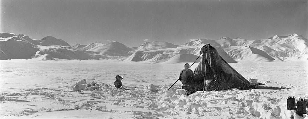 A photograph taken by Captain Scott on his final expedition of the view to Mount Fox, Beardmore Glacier.