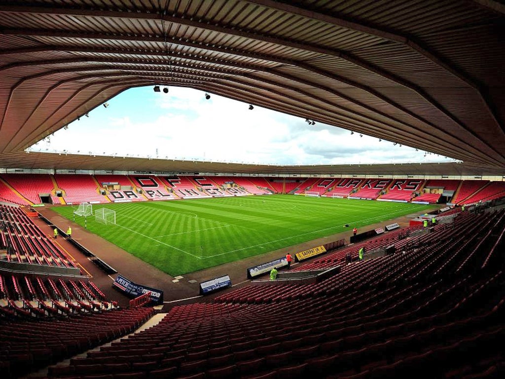 The Northern Echo Arena in Darlington, where the drama came off the pitch during amazing scenes yesterday