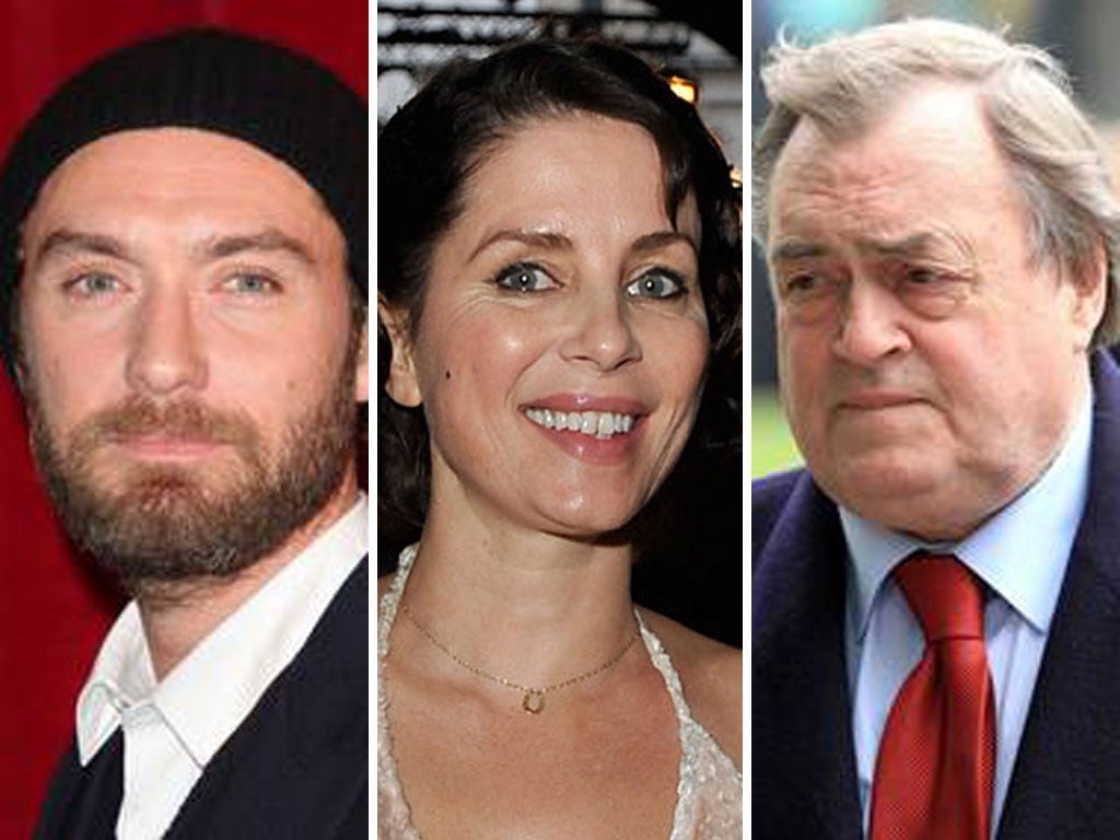 Actor Jude Law: awarded £130,000. Designer Sadie Frost: awarded £50,000. Former Deputy Prime Minister Lord Prescott: awarded £40,000
