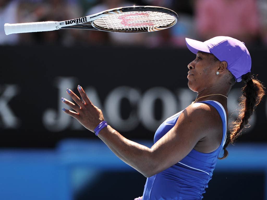 Serena Williams fell 6-2 6-3 in an error-strewn to Ekaterina Makarova