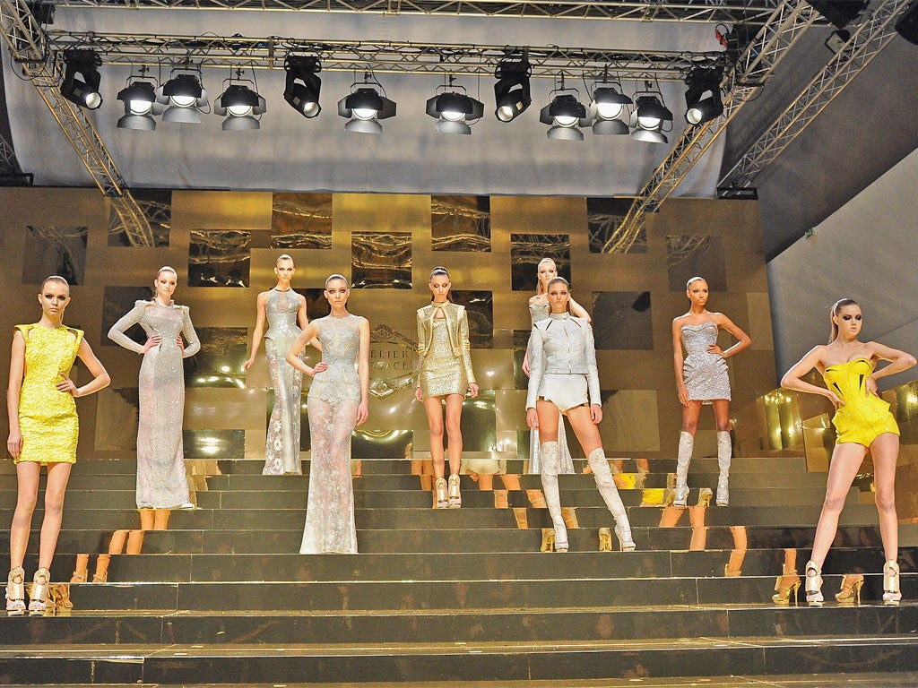 The Versace Haute Couture show in Paris yesterday