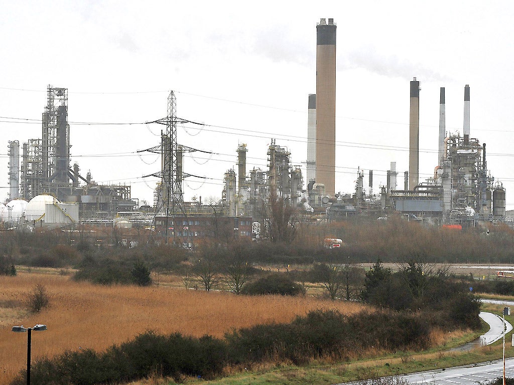 A view of part of the Petroplus Refinery in Coryton, near Basildon, Essex