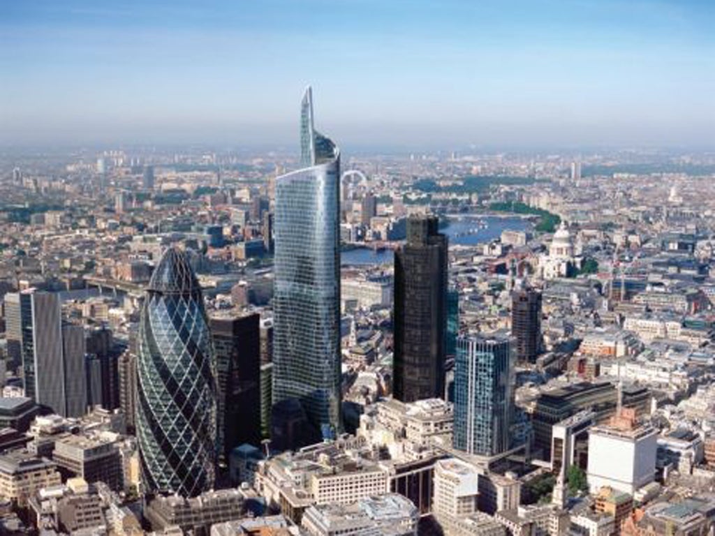 A computer-generated image of how the 63-storey Pinnacle tower would look