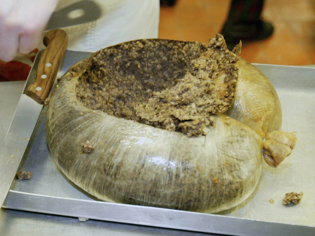 Dinner guests make toasts to the main dish by shouting ‘haggis’