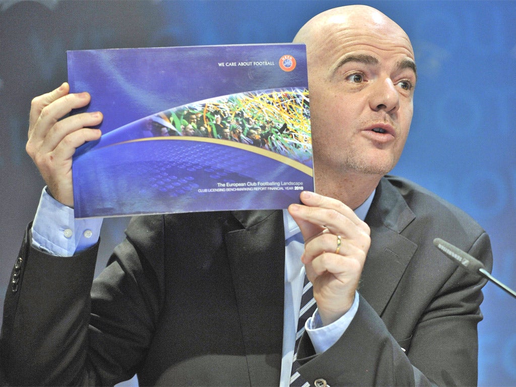 Uefa's general secretary, Gianni Infantino, said club losses rose by 36 per cent