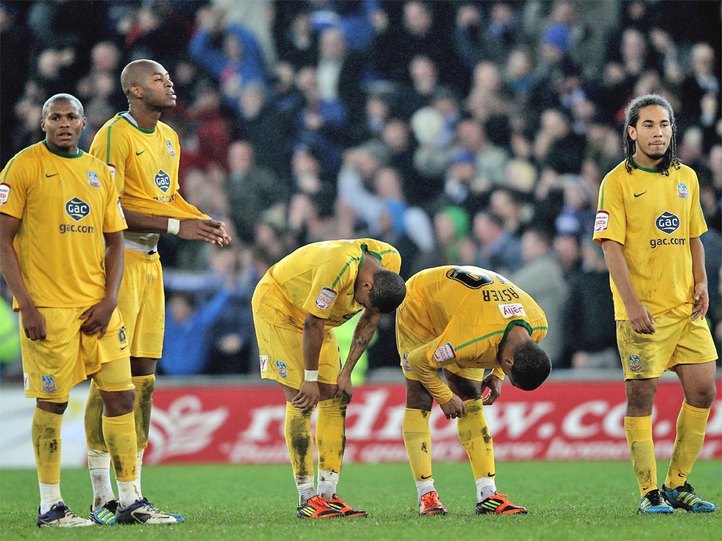 The Crystal Palace players feel the pain of penalty shootout misery