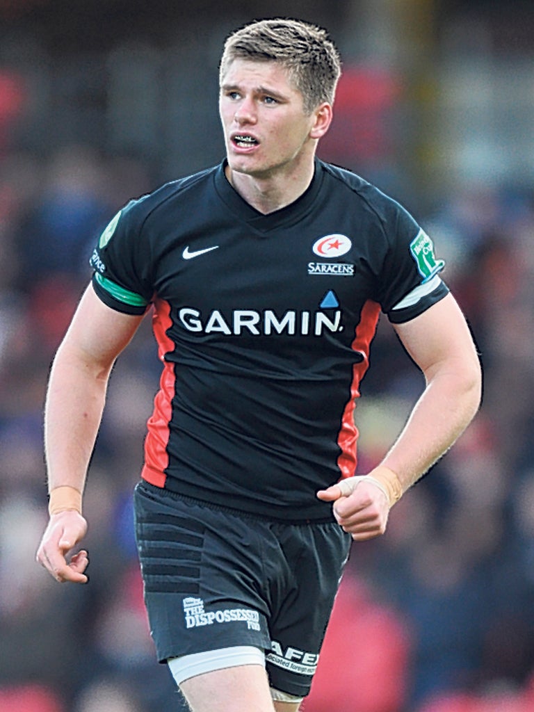 Owen Farrell, of Saracens, the only English team to reach the Heineken Cup quarter-finals