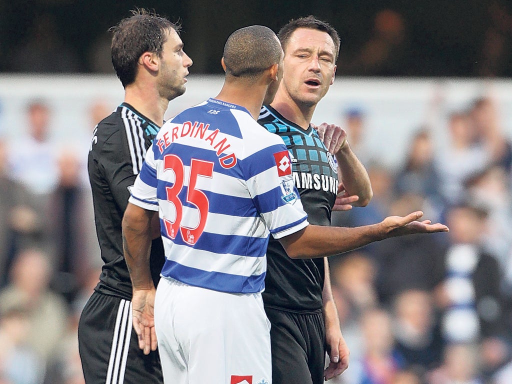 John Terry and Anton Ferdinand at Loftus Road in October