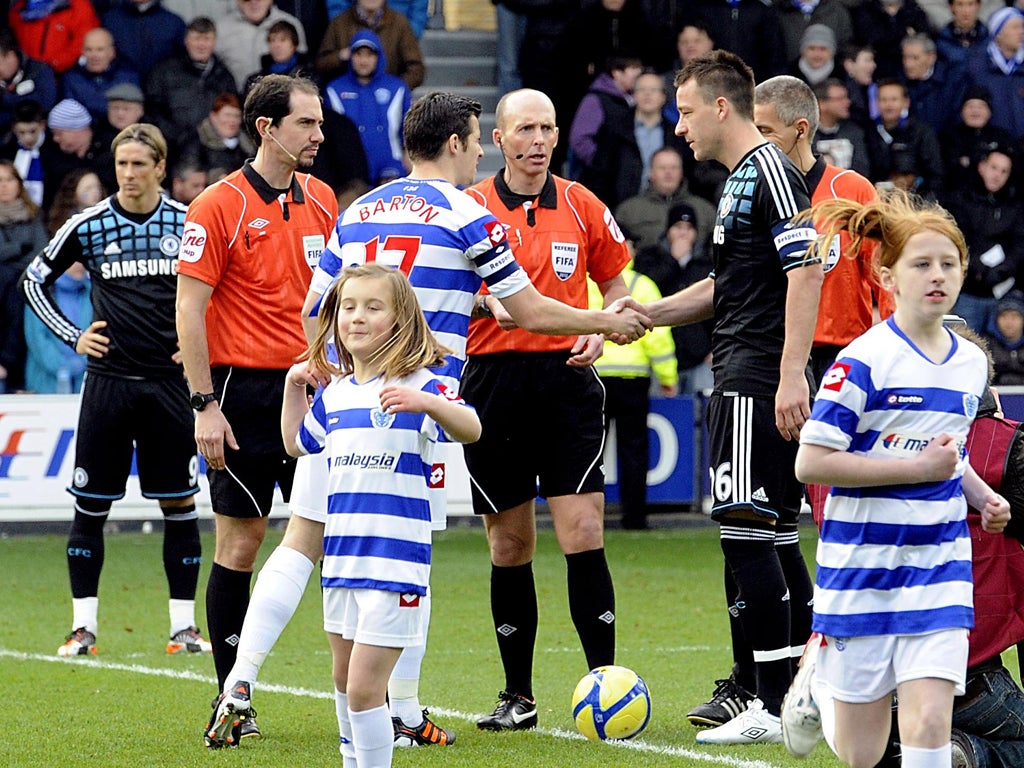 Shake on it: Barton and Terry meet at the coin toss