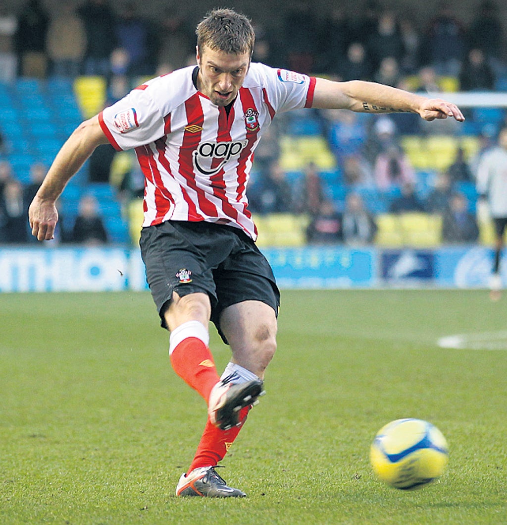 Southampton's Rickie Lambert scored on his return from suspension