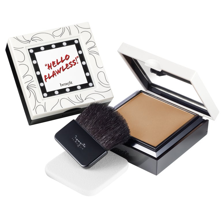 1. Hello Flawless in Beige: £24.50, Benefit, benefitcosmetics.co.uk  - Benefit's compact comes with a sponge for building heavier coverage, while using the brush will achieve a more sheer finish.