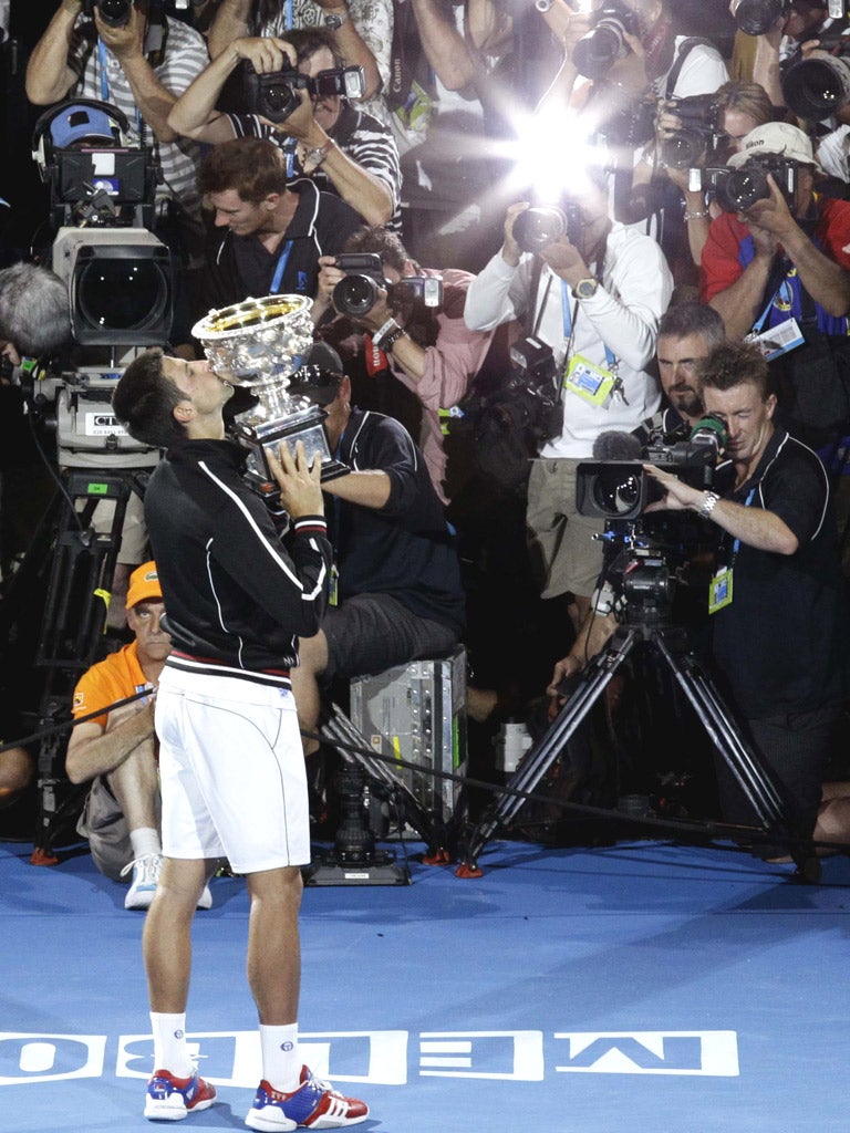 Novak Djokovic savours his victory at the Australian Open