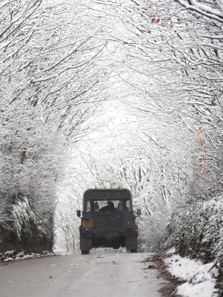 Snow came to the moors of Devon yesterday