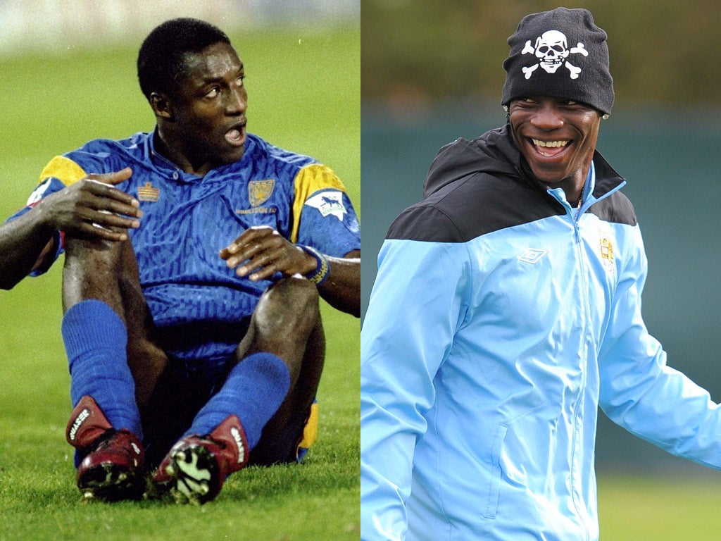 JOHN FASHANU V MARIO BALOTELLI: Both are reliable sources of goals, controversy and occasional moments of violence. Unfortunately, there is no more Gladiators for Mario (left) to host after he has retired
