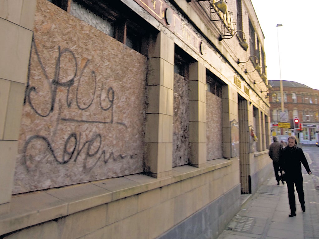 The graffiti-covered Albert Vaults in Manchester’s Chapel Street has been closed and boarded up since 2009