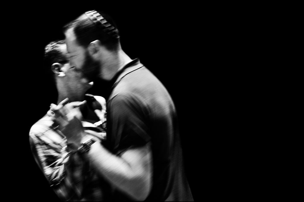 London 2010 - Gay couple dancing at the end of the Simchat Torah service at a Liberal synagogue