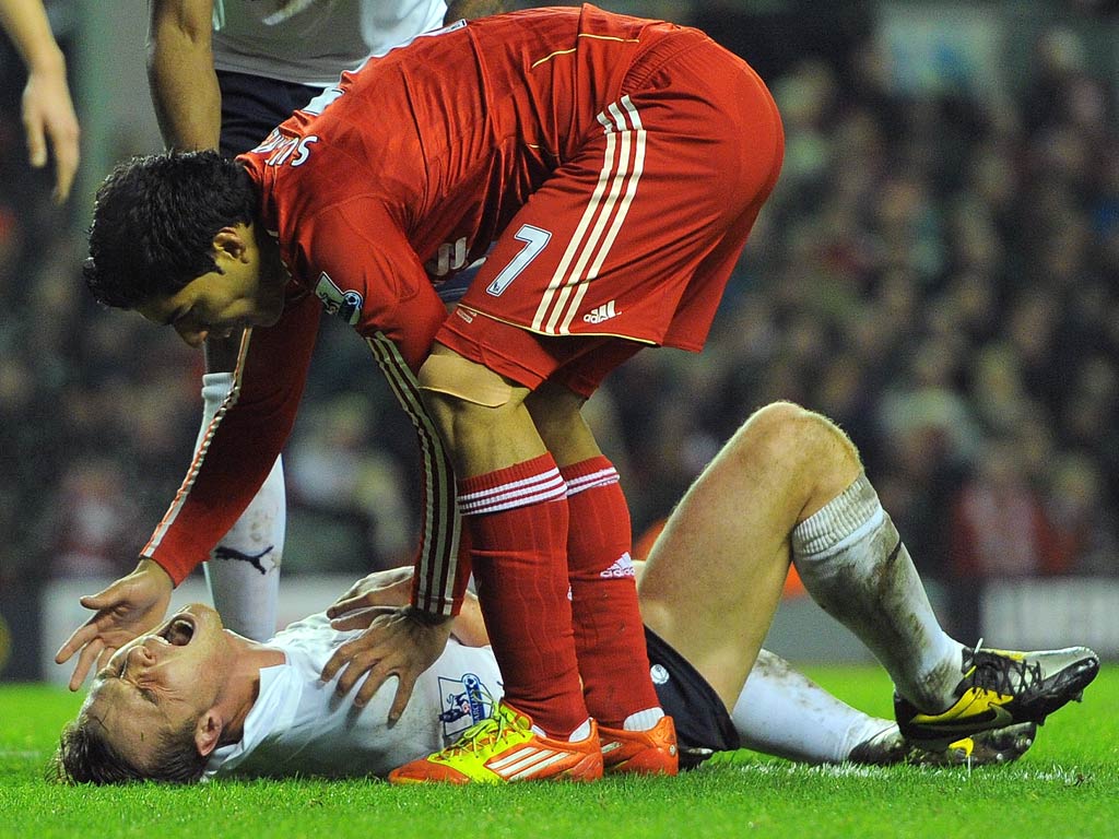 Suarez kicked Parker in the stomach