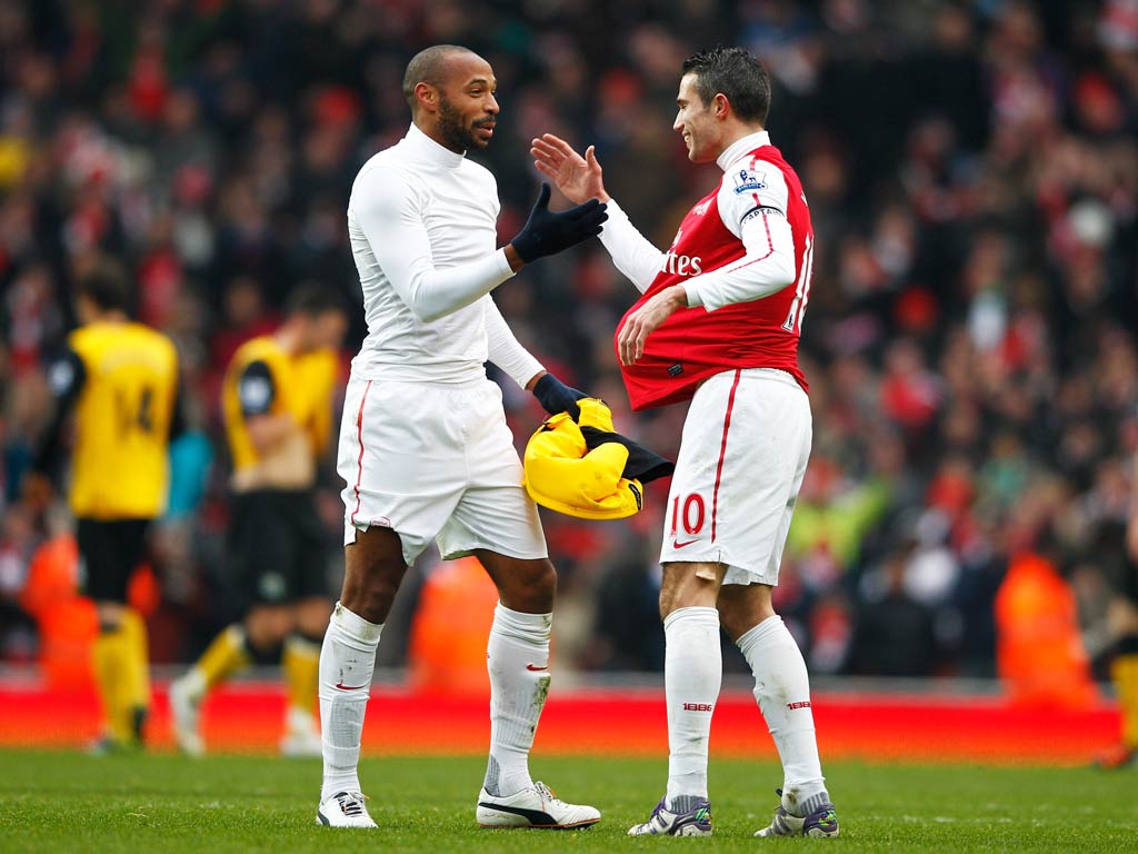 4 February 2012 Robin van Persie bagged a hat-trick as Arsenal thumped Blackburn 7-1 at the Emirates in the Premier League. On-loan Thierry Henry scored the final goal in the romp.