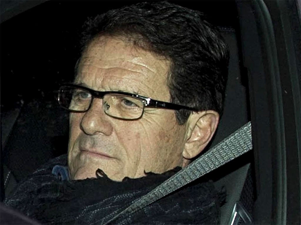 Fabio Capello leaving the Football Association headquarters earlier today