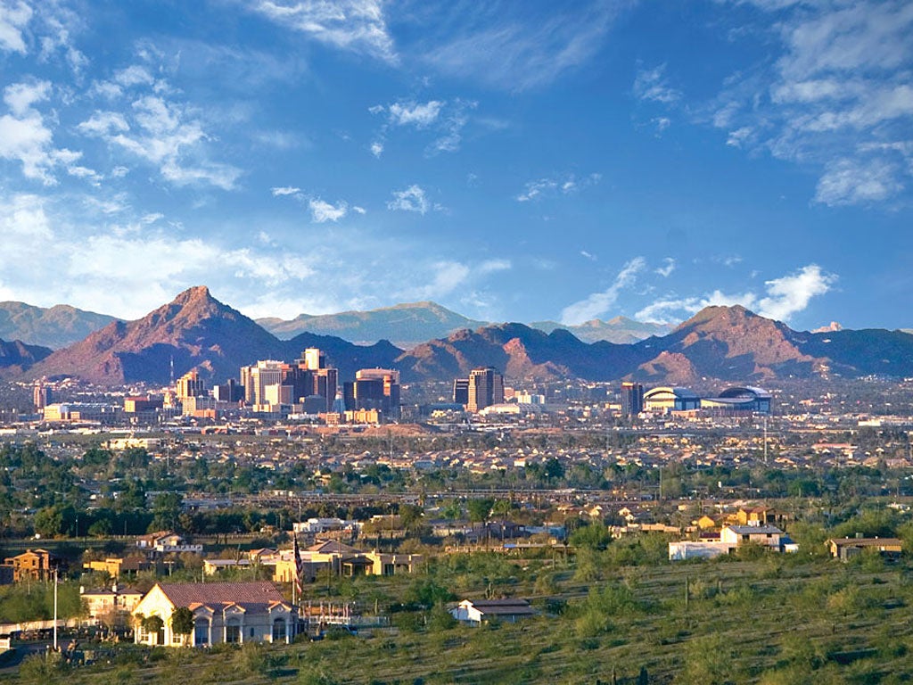 The Interstate 10 passes through Phoenix, the capital of Arizona