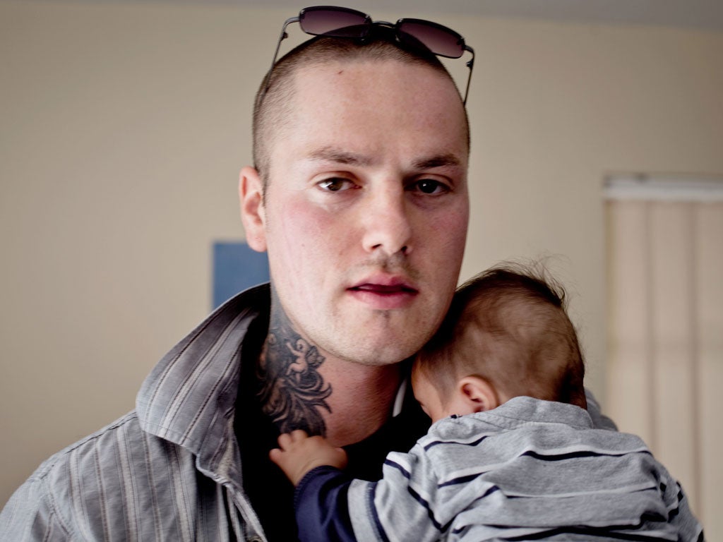 Protecting our children: Shaun with one of his eight children