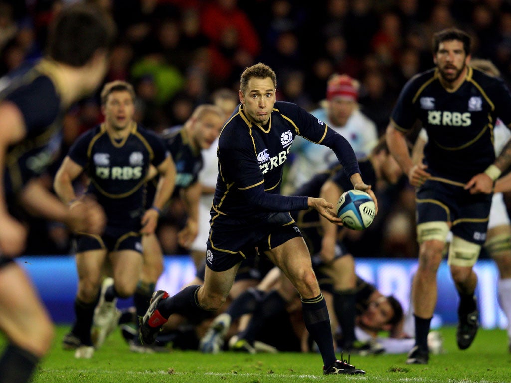 Dan Parks gets a pass away against England but he was poor with his boot against the old enemy