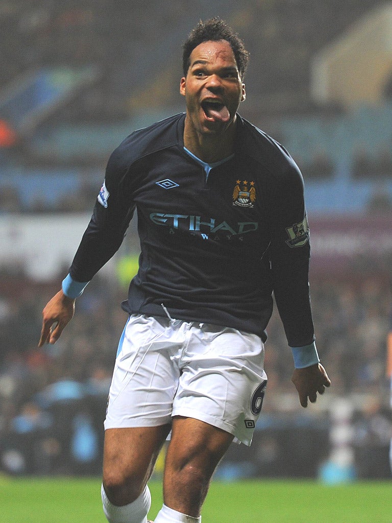 Joleon Lescott shows his joy – and his taste for goals – after
scoring the winner