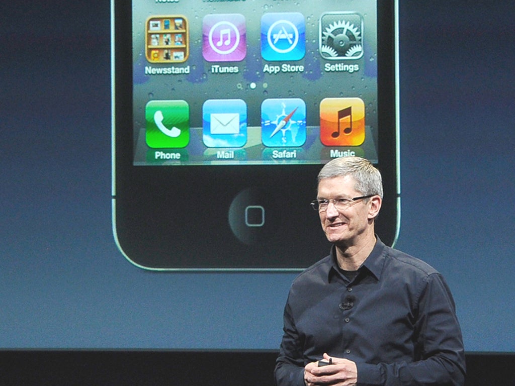Tim Cook, Apple’s chief executive, at a media event to introduce the new iPhone 4s at the company’s headquarters in California last October