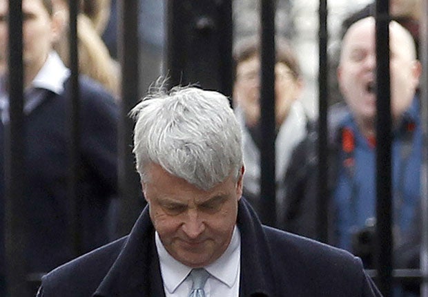 Andrew Lansley was confronted as he arrived at Downing Street by angry protesters