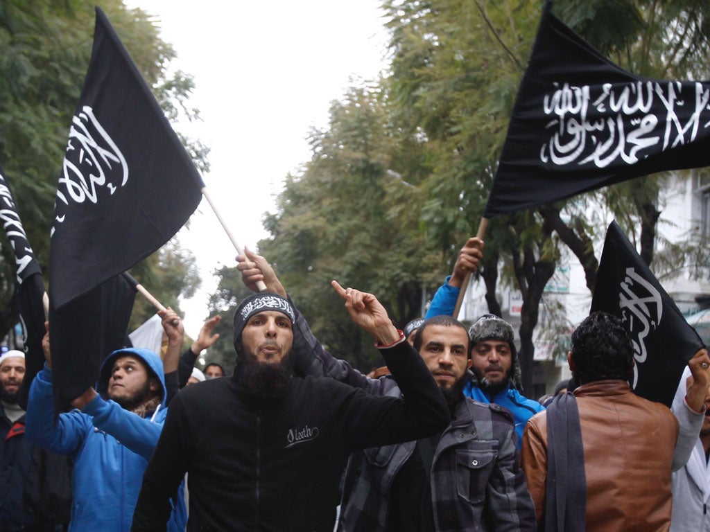 Protesters calling for an Islamic state in Tunis at the
weekend