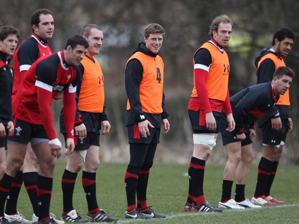 The Wales team pictured in training this week